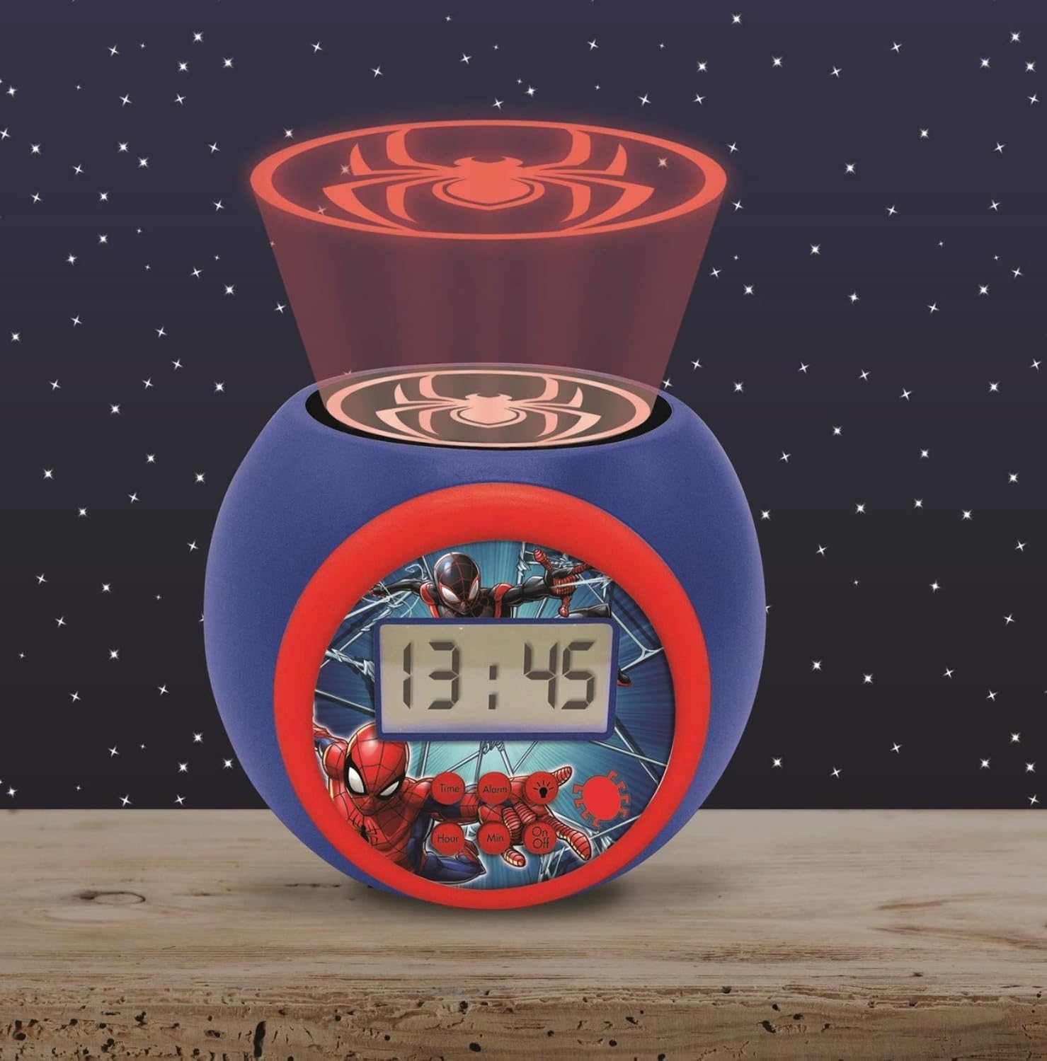 LEXIBOOK, Marvel Spider-Man Projector Alarm Clock with snooze function and alarm function, Night light with timer, LCD screen - Image 4