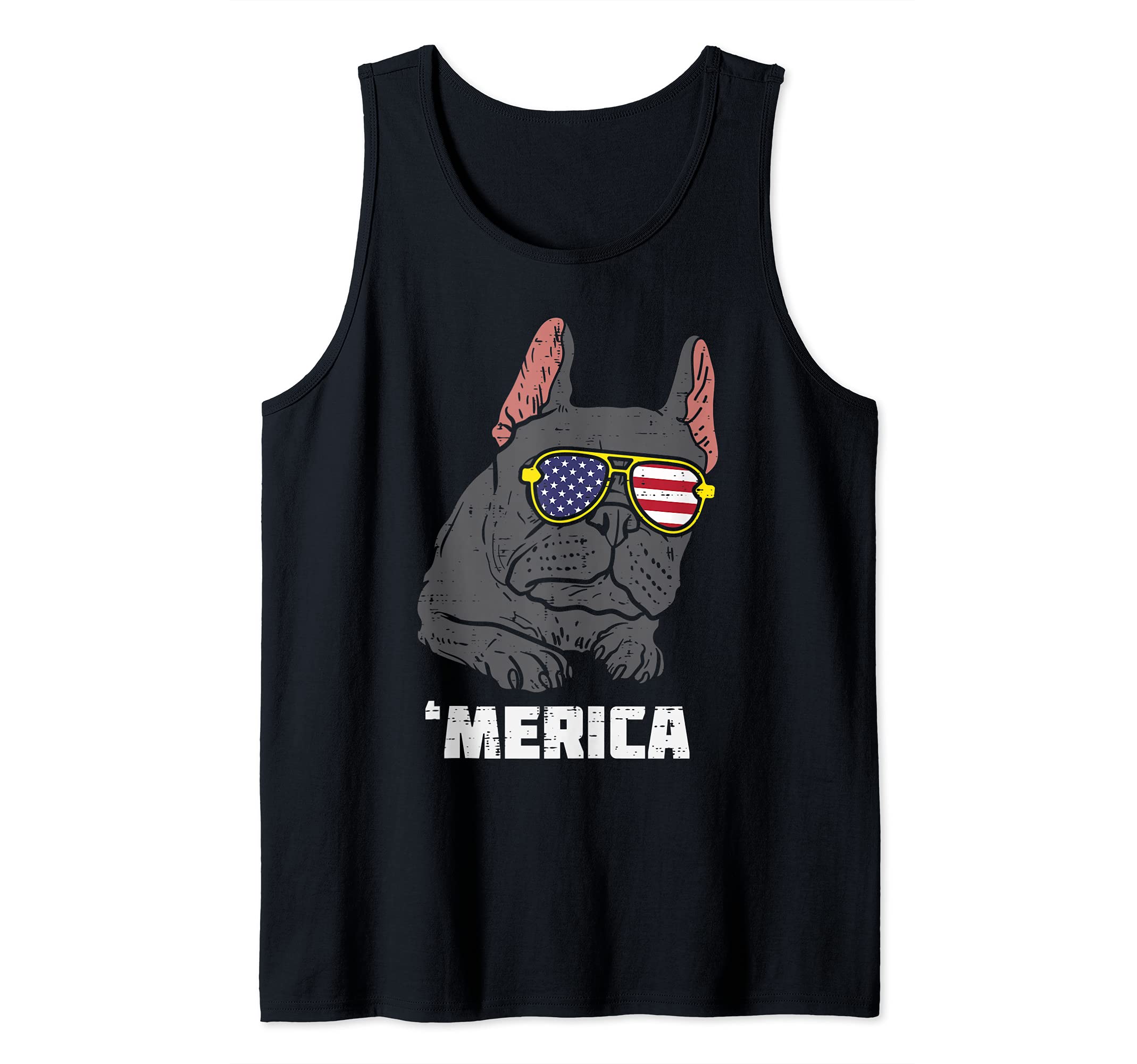 French Bulldog Merica Frenchie USA 4th Of July Fourth Dog Tank Top