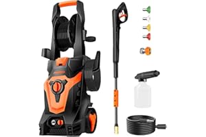PowRyte Electric Pressure Washer with Hose Reel, Foam Cannon, 4 Different Pressure Tips, Power Washer, 4800 PSI 2.8 GPM