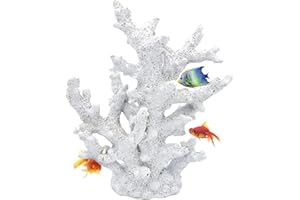 kathson Artificial Coral Ornament Resin Coral Decor for Fish Tank Underwater Sea Plants Decorations Aquarium Landscape (White)