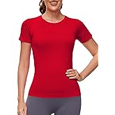 MathCat Seamless Workout Tops for Women, Compression Shirt Women Short Sleeve Shirts Athletic Running Gym Yoga Breathable