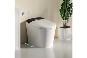 Bazyths Smart Compact Toilet for Small Bathroom, 23" Depth Shallow Toilet with Foam Shield Auto Open/Close Lid, 12" Rough In, Built-in Tank, Heated Seat Foot Sensor Flush One-Piece (ZY695A Mini)
