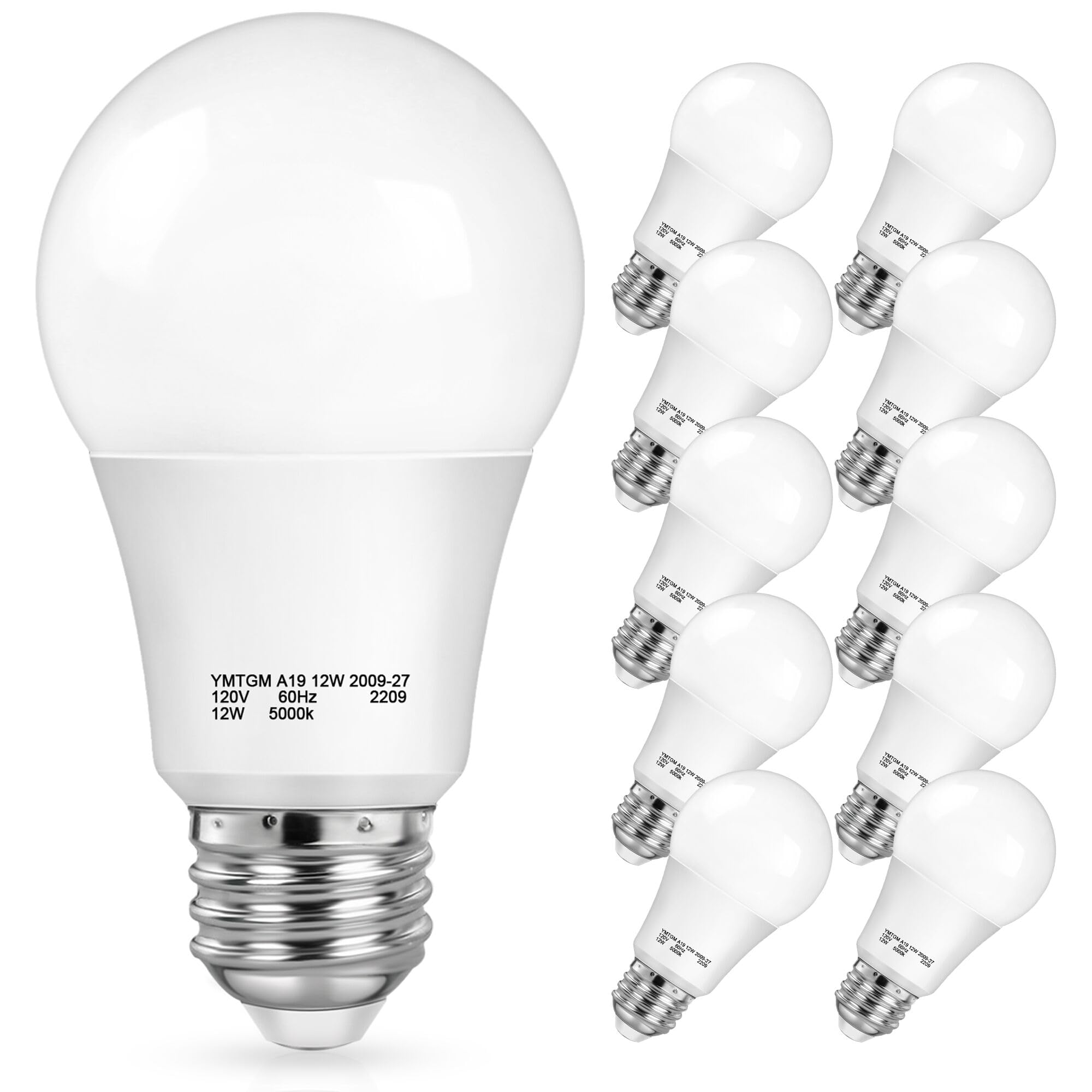 SHINE HAI Dusk to Dawn Light Sensor Bulbs, A19 12W(100 Watt Equivalent) LED Light Bulbs, 1200 LM, E26 Base, Daylight White 5000K Outdoor Bulbs for Porch, 10-Pack Image