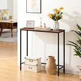 HOOBRO Console Table Slim Hallway Table Rustic Brown Black EBF75XG01 view 8