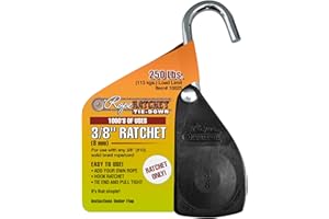 Rope Ratchet 3/8" Tie Down Pulley Hanger, Ratchet Only, No Rope Included - Heavy Duty Locking Mechanism, Tightener for Shade Sails, Hammocks, Canopy Anchoring, Garden Hoisting, Outdoor Use, 250 lbs