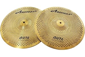 Arborea Low Volume Hi Hat Cymbals 14 inches Practice Hi Hats Cymbal Set Golden Silent High Hat Cymbals For Drums