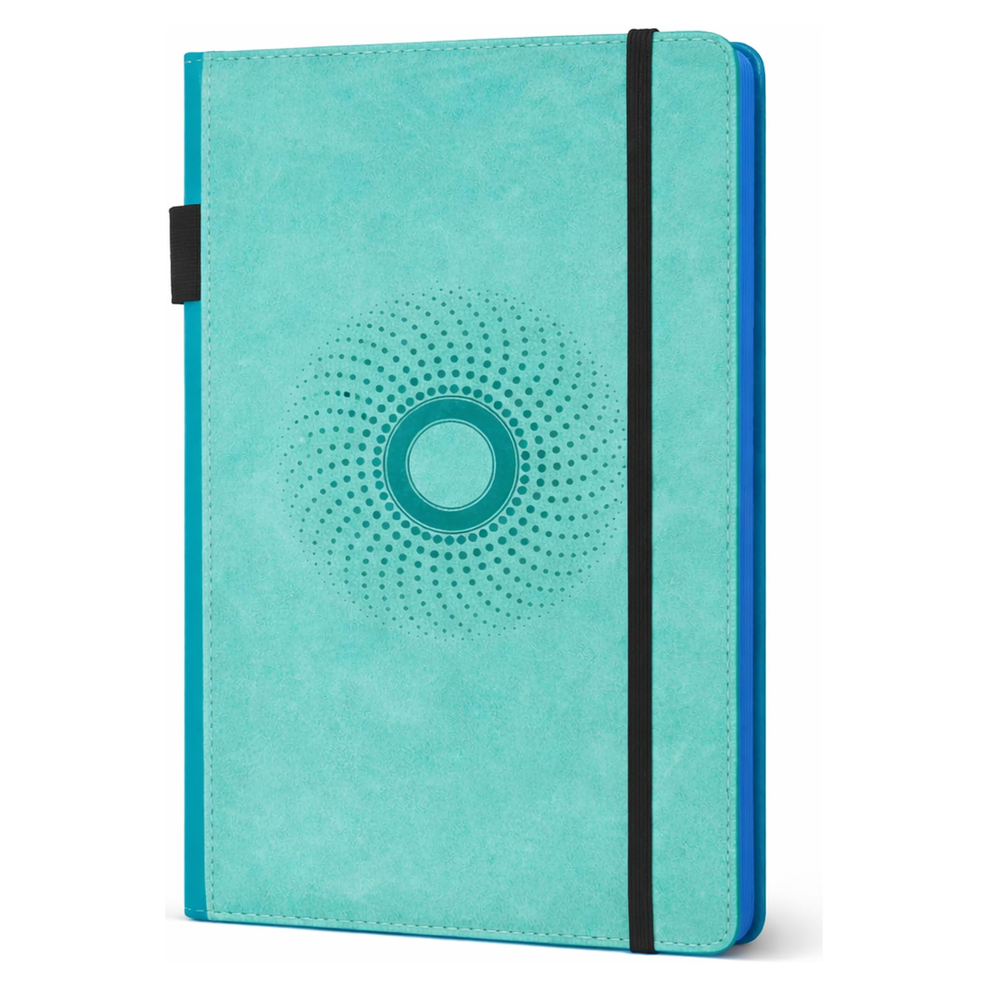 EJRange A5 Notebook Hardcover PU Leather Bound- Classic Ruled Paper Notepad Writing Journal Lined Pages, Pen Holder, Bookmark, Elastic Closure, Inner Pocket,192 Pages (Turquoise)
