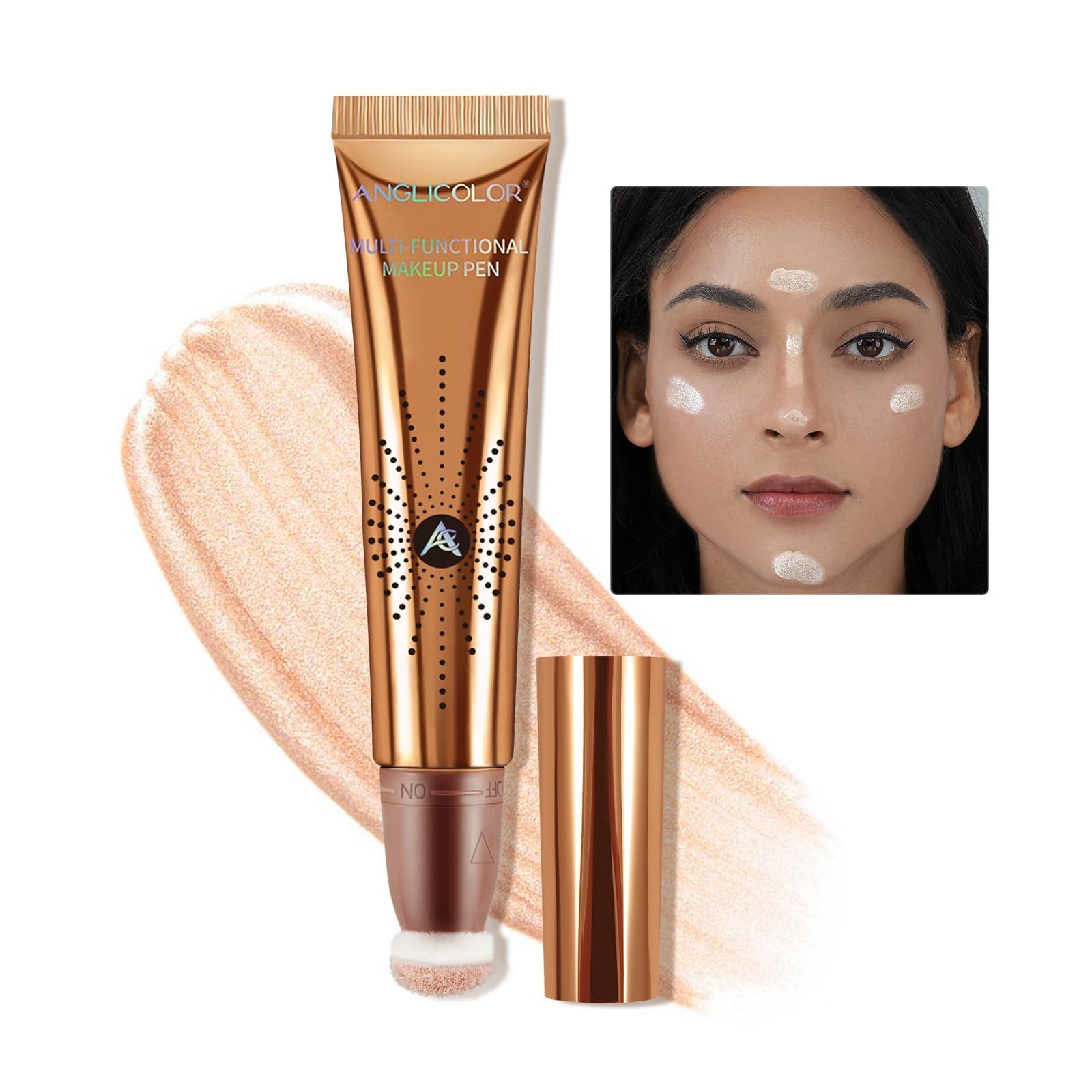 Anglicolor Liquid Highlighter - Natural Light Face and Body Glow (12ml) Brightening Drops in Spotlight Shade