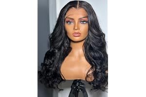 BEEOS Body Wave 5x5 SKINLIKE Real HD Lace Clousure Wigs, Pre-Plucked Hairline Bleached Knots 180% Density Human Hair Wig 26 Inch