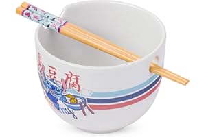 Silver Buffalo Lilo and Stitch Yummy Ceramic Ramen Bowl with Chopsticks, 20 Ounces
