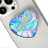 Luhoit Expandiing Cell Phone Grip Heart Shape Glass Finger Holder for Smartphones, Cellphone Collapsible Stand - Gold Purple Blue Wave, LSF6D