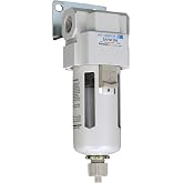 PneumaticPlus SAFM300-N03B Coalescing Filter 3/8" NPT, 0.1 Micron | Compressed Air Coalescing Filter, 17 SCFM, Poly Bowl, Manual Drain, Bracket Included, Removes Oil, Water &amp; Particulates