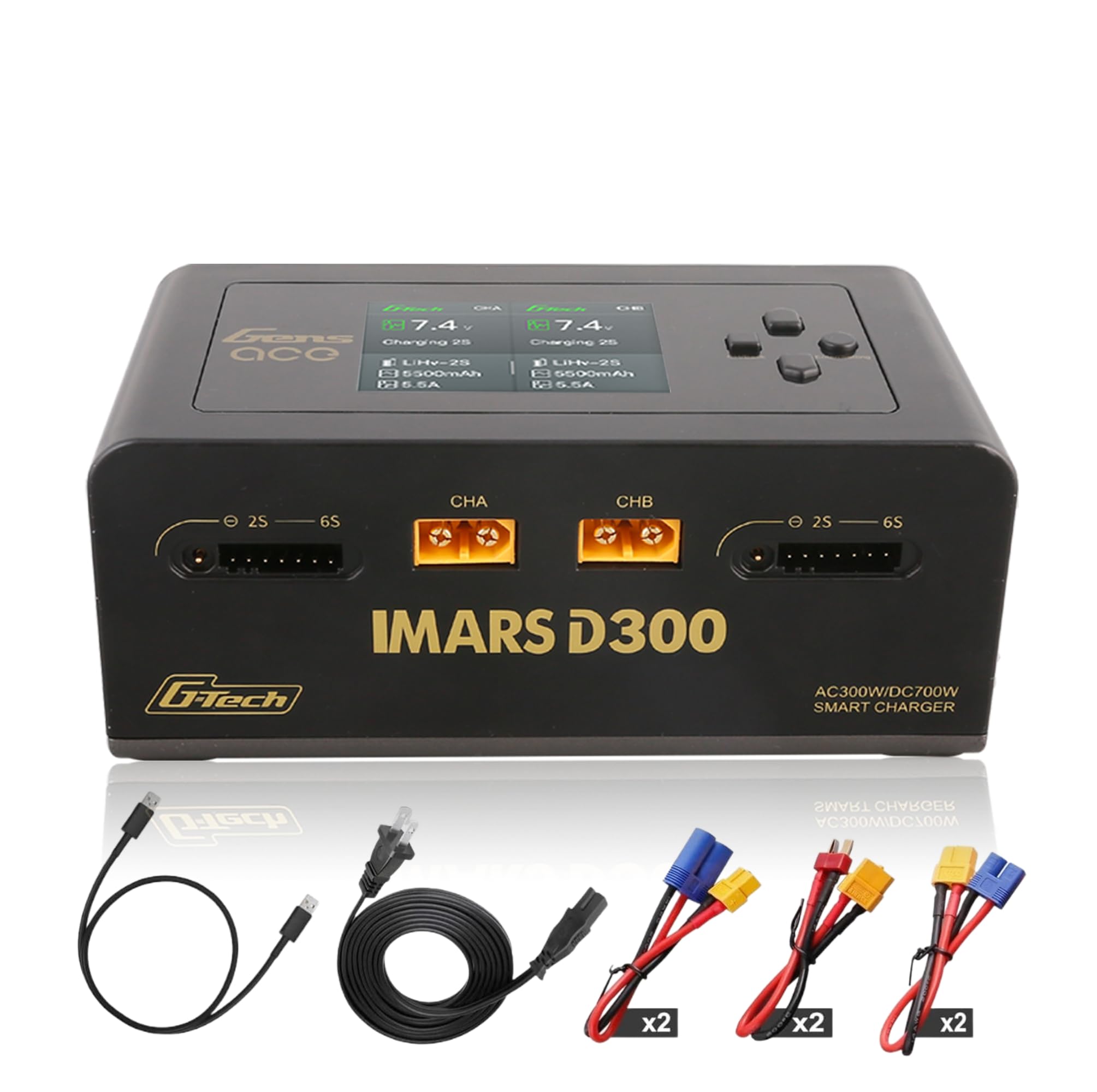 Photo 1 of ********Missing charge cords.***********
IMARS D300 Gens Ace Lipo Battery Charger G-Tech Series Smart Dual Lipo Balance Charger AC 300W DC 700W(350W*2) 16A Dual Channel Charger for 1s~6s Lipo Batteries, Life/NiCd/MH/LiHV, Plug&Play (Black)