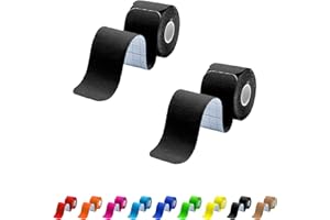 MUSEFITR Kinesiology Tape Precut 2 Rolls Pack, Athletic Tape for Muscle Joints Support, 40 Strips for Knee Ankle Shoulder Back, Latex Free and Water Resistant, Black