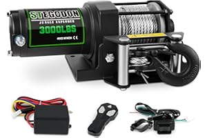 STIMULATER 3000lb ATV Winch,Electric Winch 12V,Steel Cable Winch, with Wireless Remote and Manual Switch, with Hawse Fairlead & Hook,IP67 Waterproof,Suitable for Most Trailers and ATV winchs