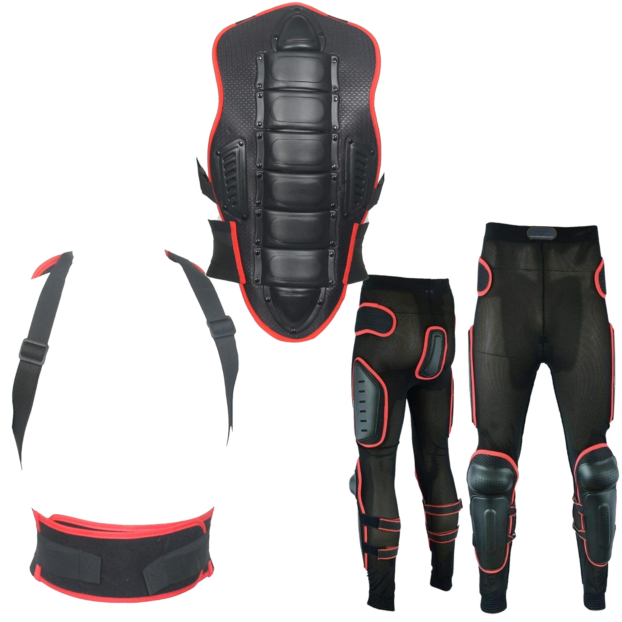 Men’s Body Armour Full Spine Back Protection Motocross Protective Guard Jacket Wear & Protective Biker Hard Trouser Full Body Dirt Bike Quad Suit