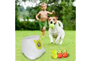 BESTHLS Automatic Dog Ball Launcher Interactive Tennis Ball Thrower Machine for Small Medium Dogs Fetching Distance 10-30ft (White)