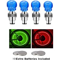 2/4PCS LED Lichter Neon Rad Reifen Reifen Ventil Staub Kappen Licht