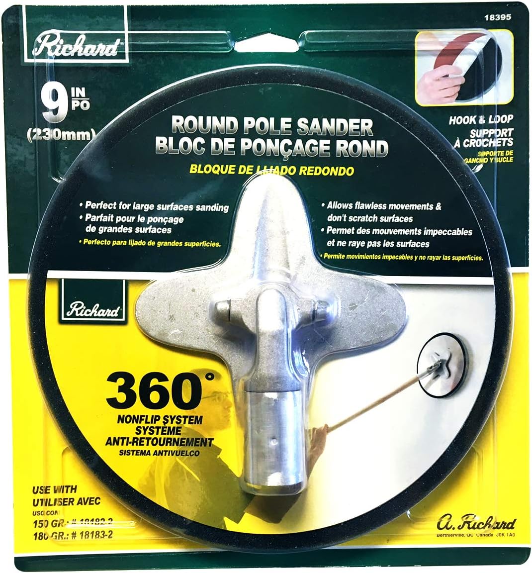 A. Richard 18395 9Inch NonFlip Round Pole Sander with Hook and Loop Support Amazon.ca Tools