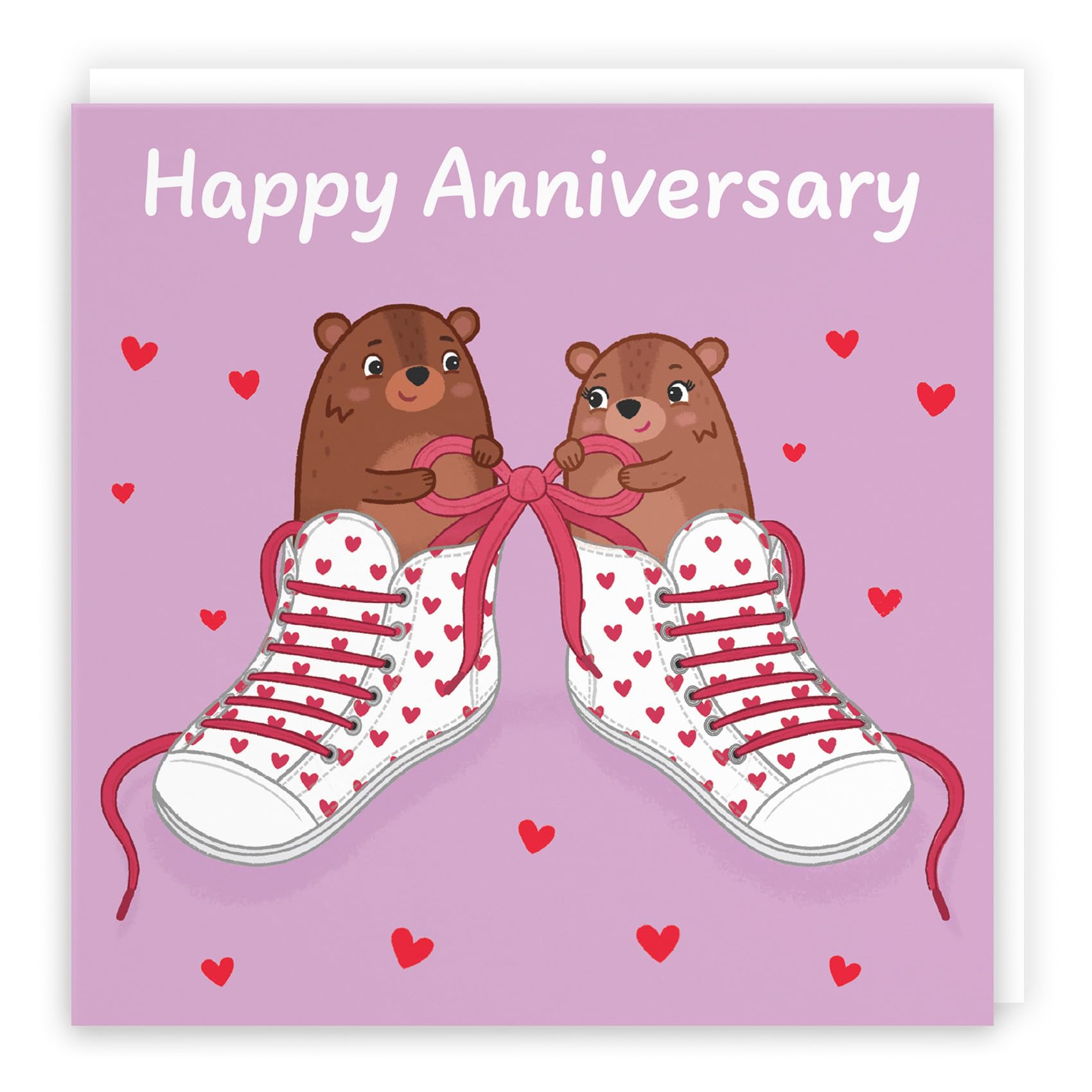 Hunts England - Cute Love Laces Anniversary Card - For Him, Her, Couple, Men, Women - Fun Bears Anniversary Card - Love Story Collection