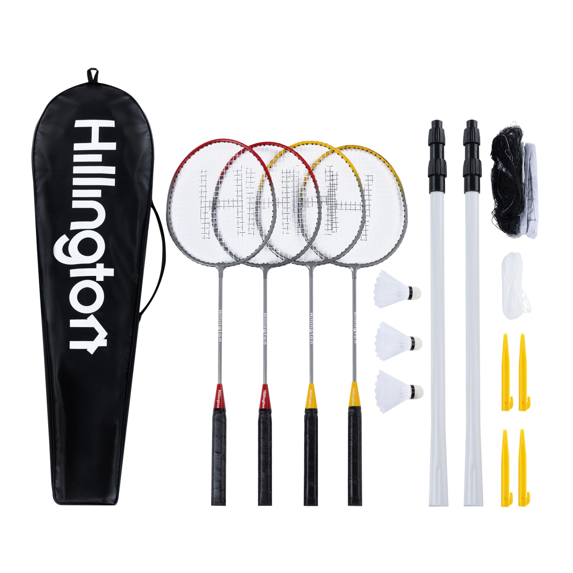 FiNeWaY NEW 4 PLAYER BADMINTON SET WITH RACKET POLES & NET SHUTTLECOCK OUTDOOR GARDEN FAMILY GAME SPORT WITH CARRY BAG