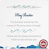 BONJOULRY Silver Bracelets for Women, 925 Sterling Silver Wave Bracelets for Mom Bestie Sister Best Friends Gifts, Dainty Bracelet Jewelry for Daughter Graduation Birthday Friendship Gifts