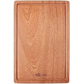 MITSUMOTO SAKARI 18 x 12 in Sapele Wood Cutting Board with Juice Groove | Solid One-Piece Board, Reversible Prep Surface, Hand Grips, Knife-Friendly Wood, Meat Vegetable Cheese Serving