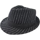 LXOrdora Men's Wool Felt Fedora Hats Stripe Short Brim 1920s Panama Jazz Cap