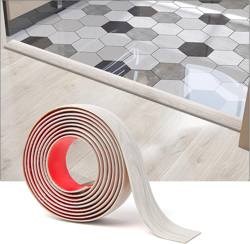 Art3d Self Adhesive Vinyl Floor Transition Strip 4 ft White-Washed 1.57 in