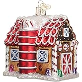 Old World Christmas Gingerbread Barn Glass Blown Ornament for Christmas Tree, Handcrafted Holiday Decoration, Gingerbread Collection