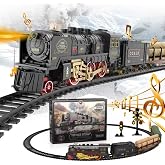 bulucoben Electric Train Set for Kids, Train Toy with Smoke, Lights ＆ Sound | Train Toys, Christmas Train Set, Locomotive Train Model with Tracks, Gifts for 3 4 5 6 7 8+ Years Old Boys and Girls