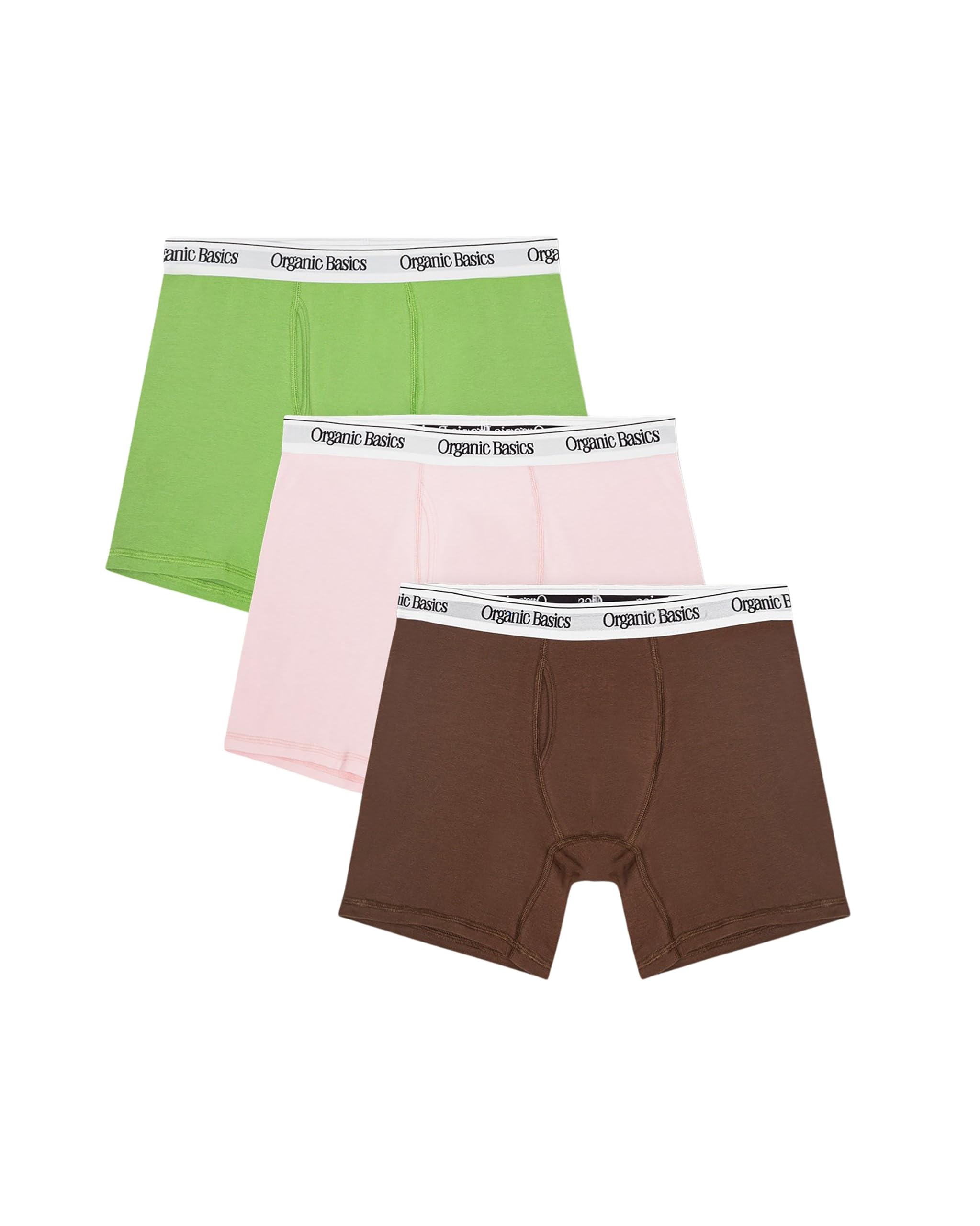Photo 1 of Organic Basics Men's Easy Boxer Briefs 3-Pack Underwear, Artichoke/Soft Blush/Walnut