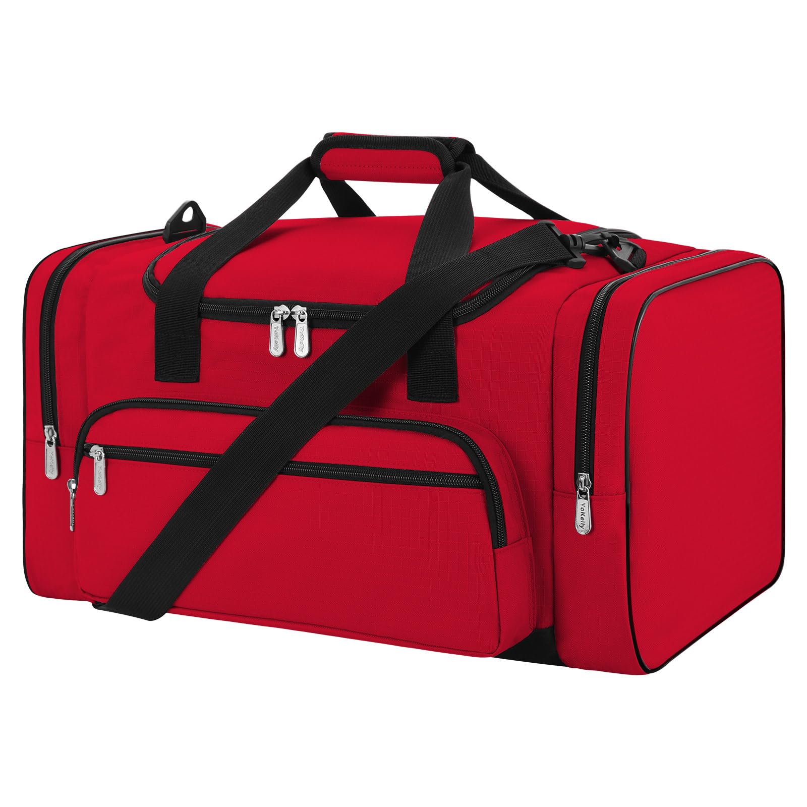 ZZY Gym Duffle Bag, 40L Sports Holdall with Shoulder Strap, Water Resistant Travel Weekender Bag for Men and Women(Red)