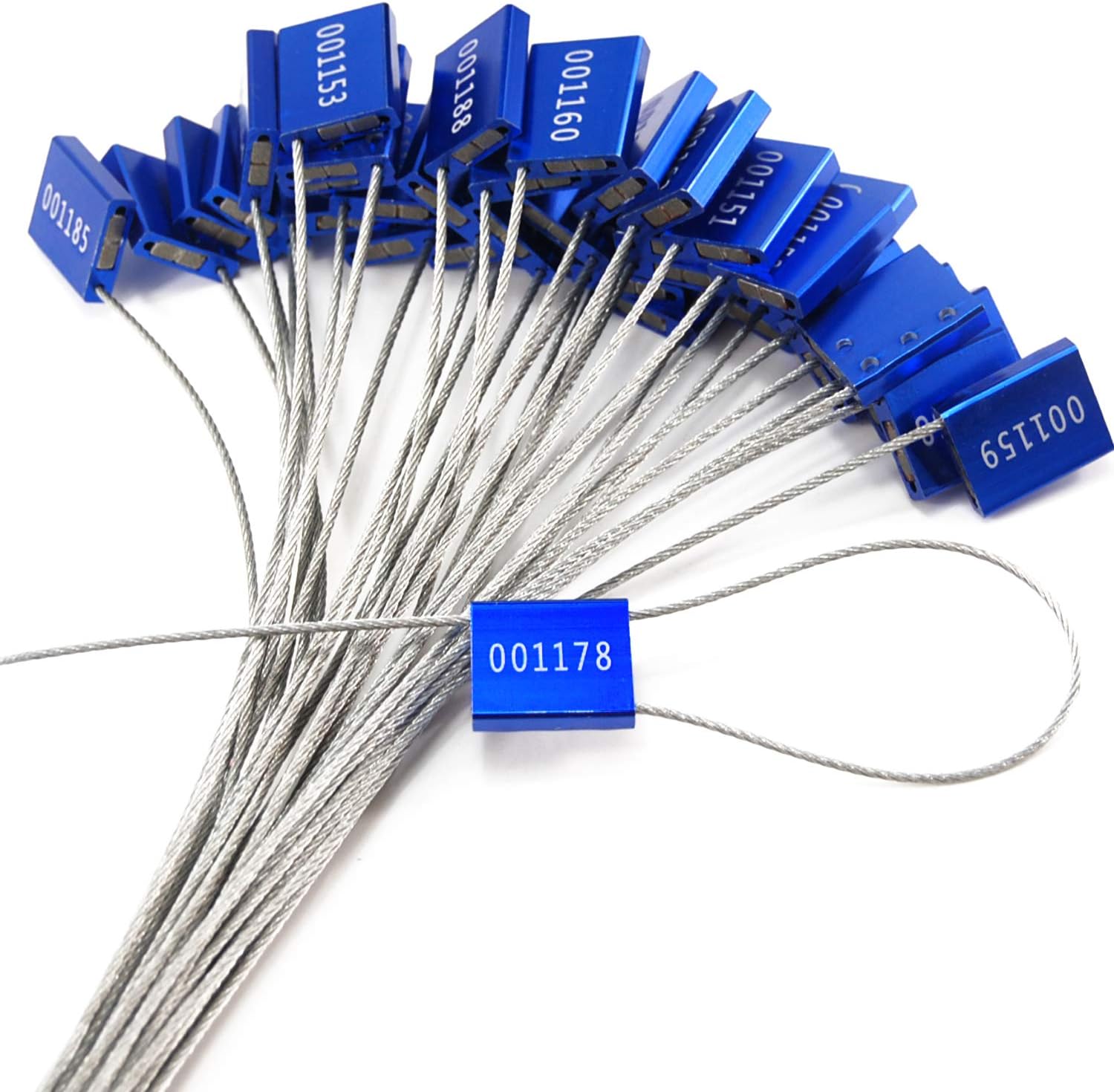 Security Cable Ties - Metal Tag Seals (Aluminium Alloy, 100pcs X Blue)