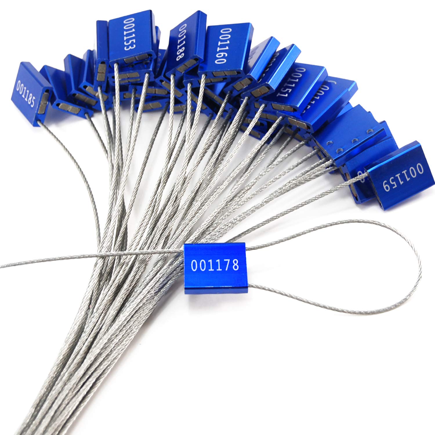 Security Cable Ties - Metal Tag Seals (Aluminium Alloy, 100pcs X Blue)