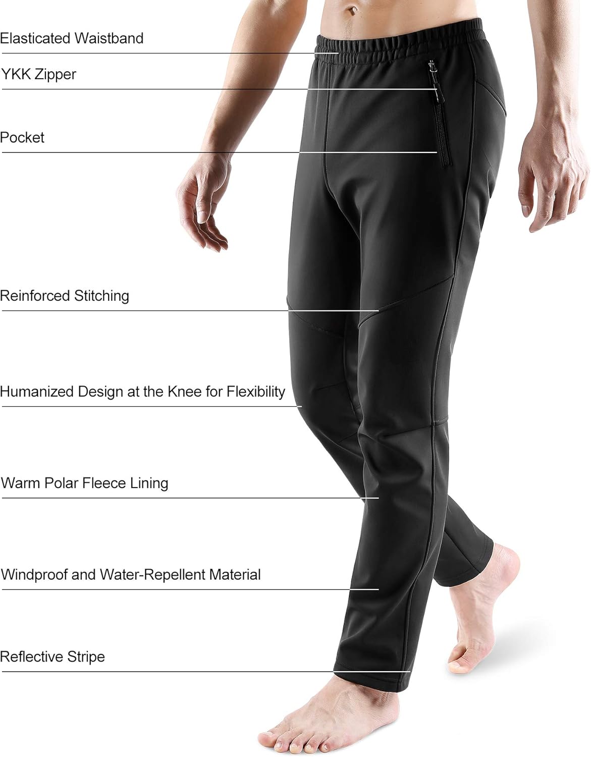 INBIKE Men's Winter Fleece Windproof Thermal Active Pants for Cycling Running Hiking Outdoor Multi Sports : Clothing
