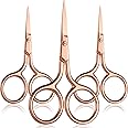 Mudder 3 Pack Small Nose Scissors Facial Hair Trimming Mini Beauty Stainless Steel Grooming Pointed Scissor for Grooming Eyebrows, Nose, Mustache, Beard