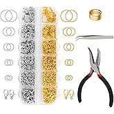 Amrules 1200Pcs Open Jump Rings and Lobster Clasps Jewelry Findings Kit for Jewelry Making (Silver and Gold)