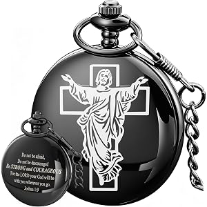 Bible Verse Pocket Watch Vintage Cross Quartz Pocket Watches with Chain | Bible Verse Pocket Watch Vintage Pocket Watches Cro