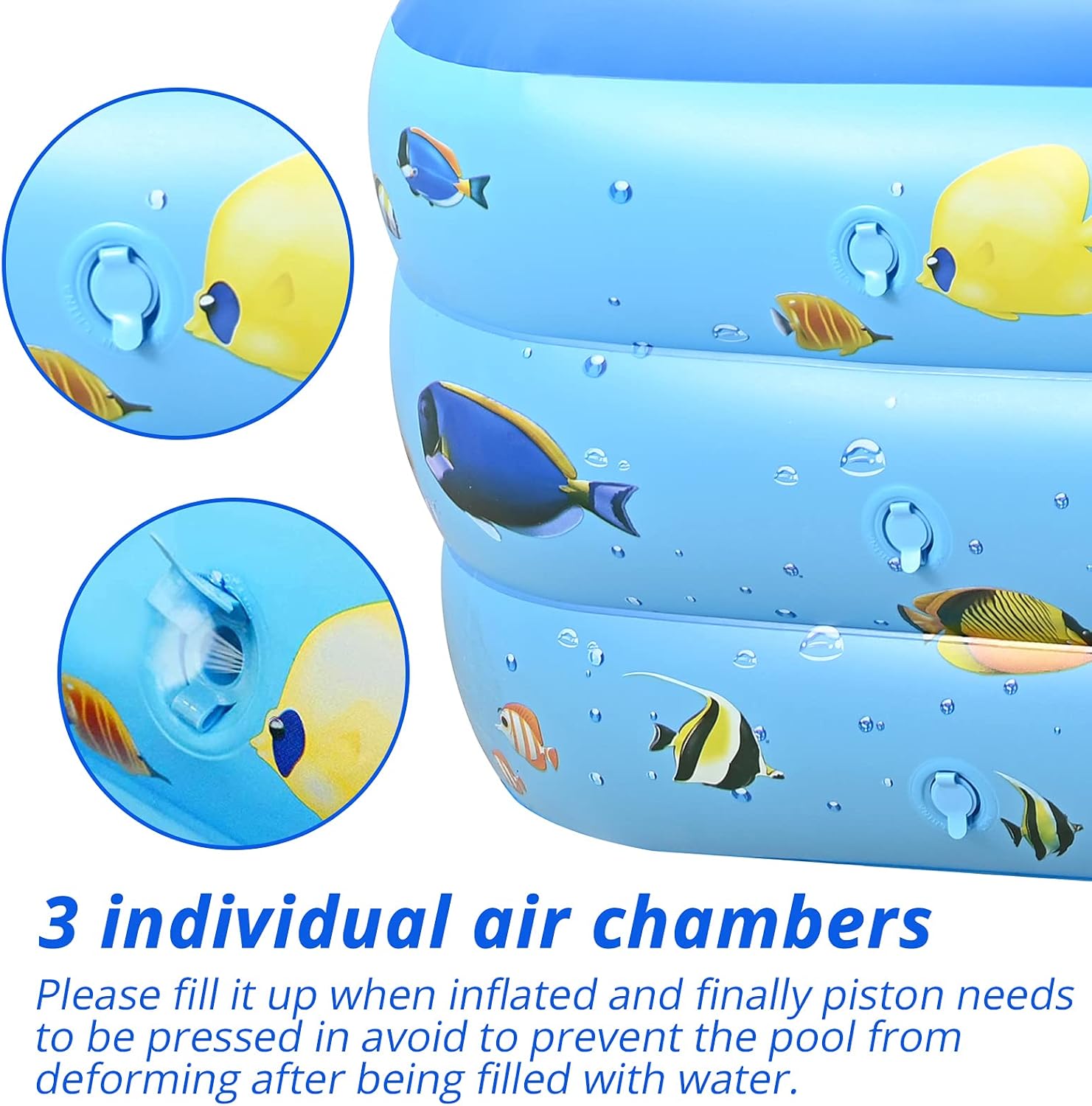 GOLDGE Rectangular Inflatable Pool, 203 x 120 x 55 cm Inflatable Kiddie Pool Rectangular Baby Pool for Summer Party Games Play, Paddling Pools Swim Centre Pools for Indoor Outdoor Garden Yard - Image 4