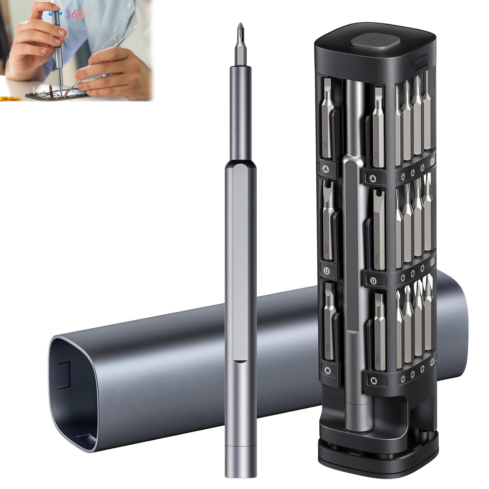 Raheem 46 in 1 Precision Screwdriver Set Small Screwdriver Allen Key Set Mini Screwdriver Set Tools with 42 Magneitc Bits Torx Star Repair Tool Kit for Repair Phone, Laptop, Watch, Camera Etc