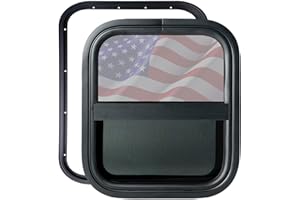 AlloTemlass RV Window | 14" W x 16" H | Teardrop Style | Vertical Sliding Replacement Glass &Trim Set | DOT Certification Qualified