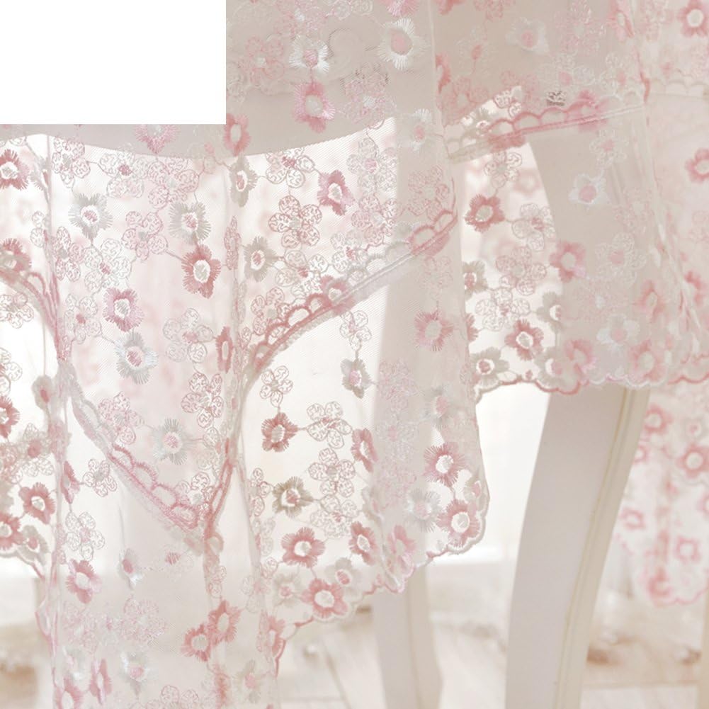 JIOUUDJFJX European-style embroidered cover towel/pastoral pink lace table cloth and gauze table cloth/table cloth/[Chiffon tea table cloth]-A 130x180cm(51x71inch)