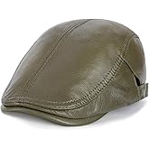 VOBOOM Men Women Adjustable Genuine Leather Ivy Cap Newsboy Hat