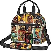 Ewozet African American Black Women Lunch Bag Vintage Lunch Box Insulated Reusable Lunch Bags For Adult Lunch Boxes Tote Bag For Women With Adjustable Strap For Gifts Office Picnic Travel