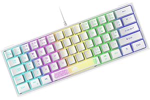 ZIYOU LANG K61 60% Gaming Keyboard Mini Portable with Rainbow RGB Backlit Ergonomic 62Key Layout 19Key Anti-ghosting Mechanic