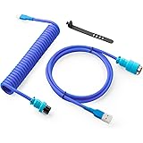 GUNMJO Pro Custom Coiled USB C Cable for Gaming Keyboard, Double-Sleeved Mechanical Keyboard Cable with Detachable Metal Avia