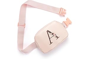 QUNWREATH Belt Bag Fanny Pack for Women, Leather Belt Bag with Initial Letter Fashionable Crossbody Bag Waist Bag with Adjustable Strap for Traveling Hiking, Birthday Christmas Gifts for Women Girls Mom (A)