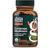 Gaia Herbs Cordyceps Mushroom - Traditionally Used to Support Sustaining Energy & Endurance* - One Daily with Organic Cordyceps Mushroom - 40 Vegan Liquid Phyto-Capsules (40 Servings)