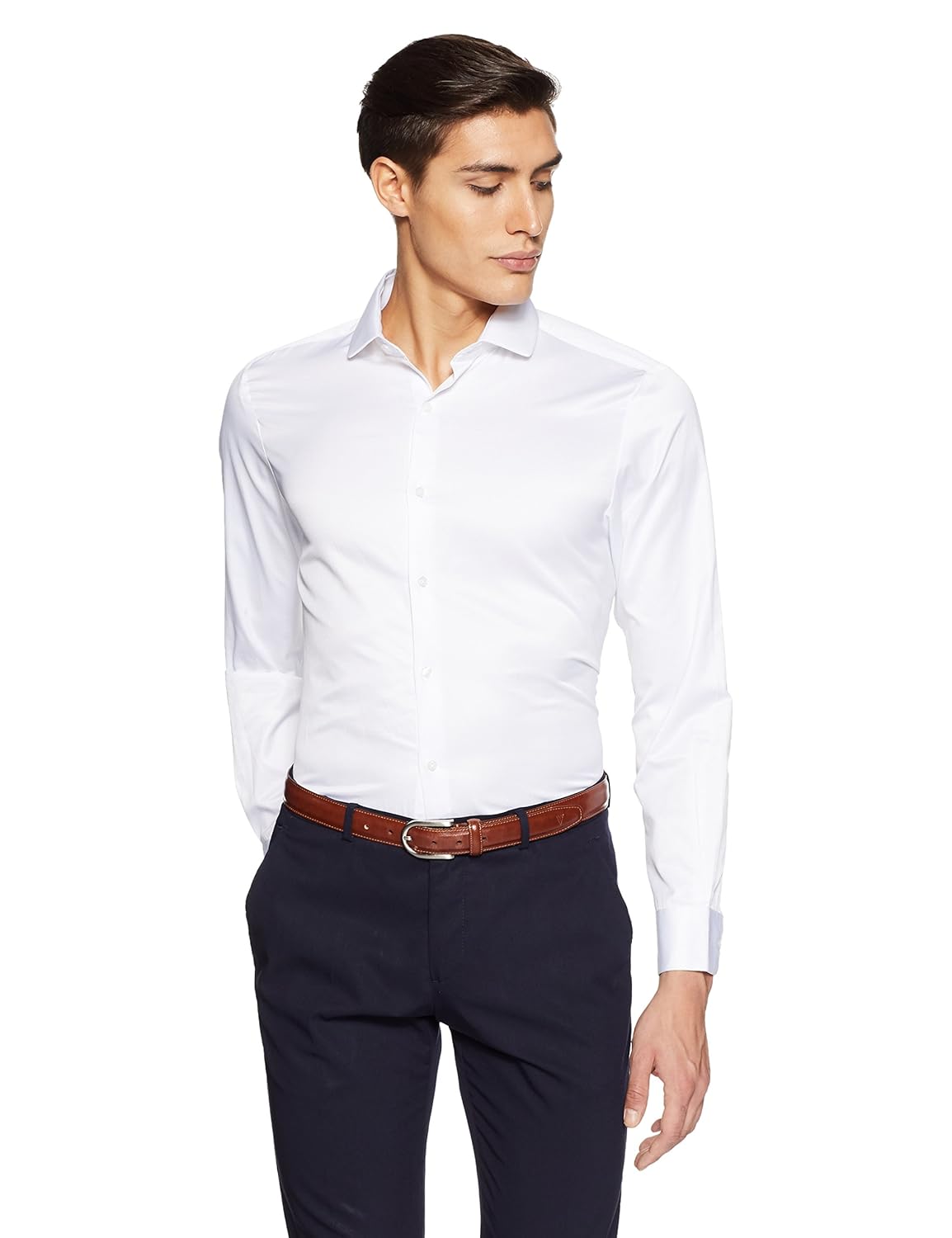 diverse men's solid regular fit cotton formal shirt